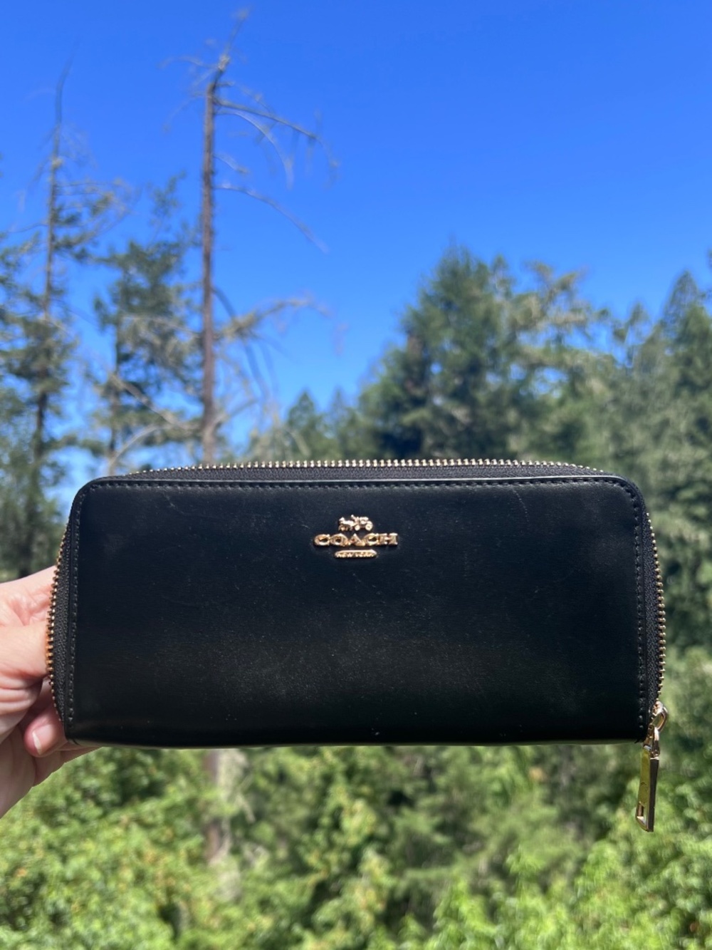 COACH Long Zip-Around Smooth Leather Wallet AUTHENTIC